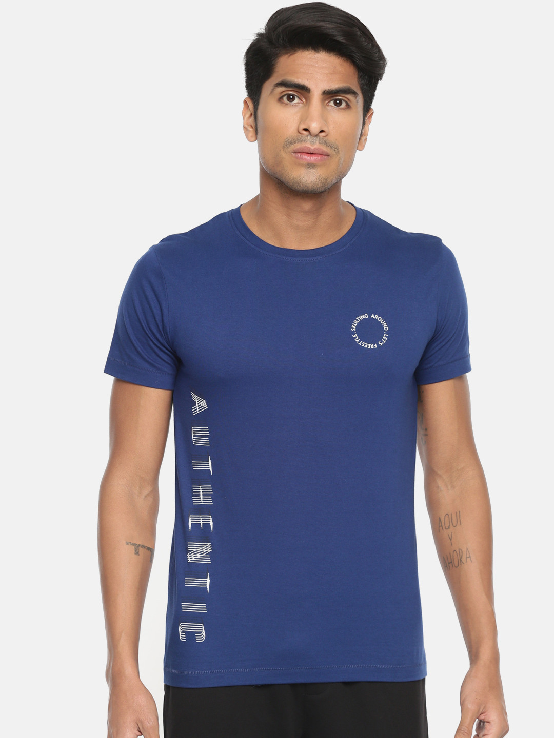 Buy SKULT By Shahid Kapoor Men Blue Printed Round Neck T Shirt  - Tshirts for Men 10236259 | Myntra
