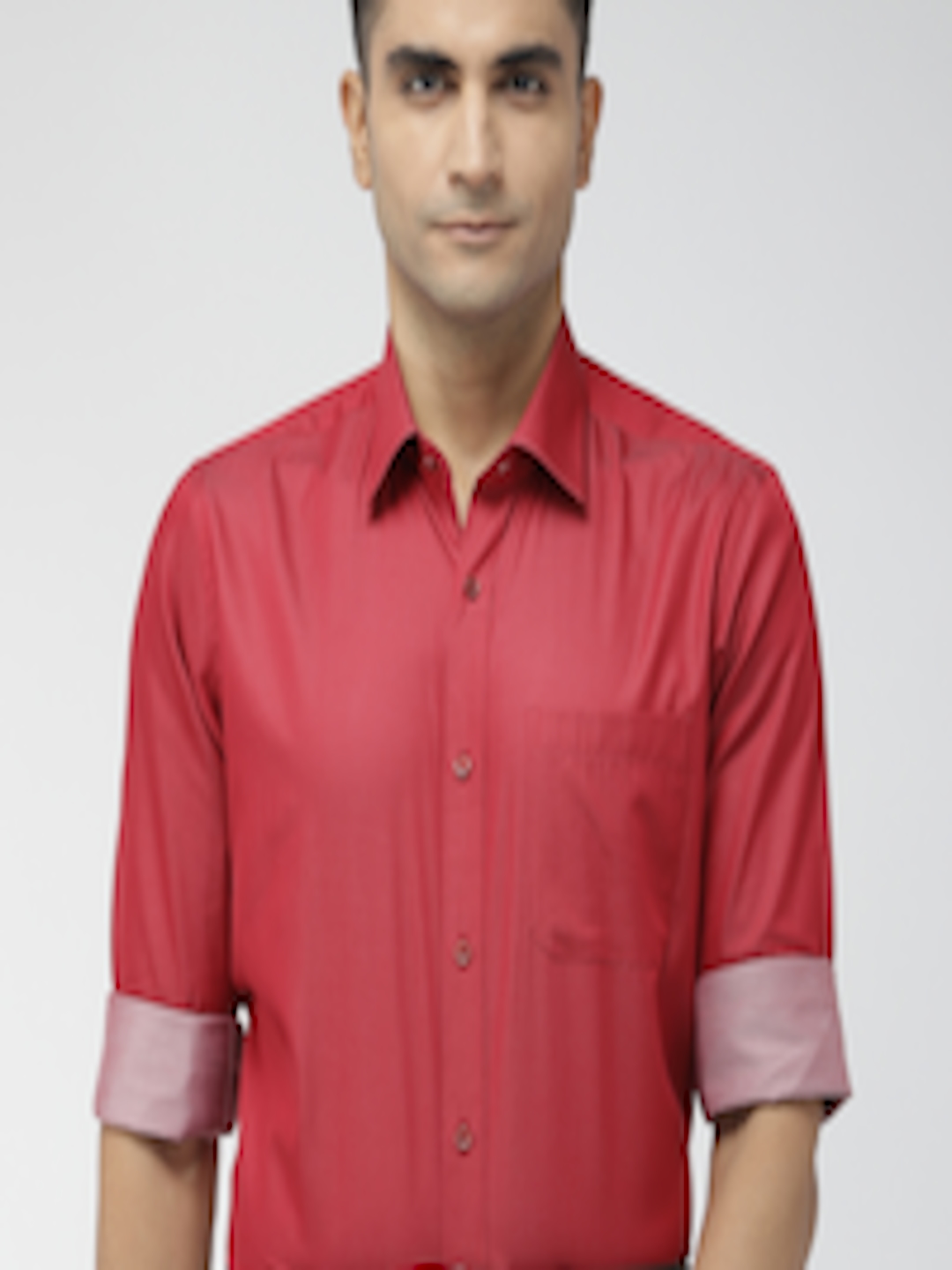 Buy Raymond Men Red Contemporary Regular Fit Solid Formal Shirt ...