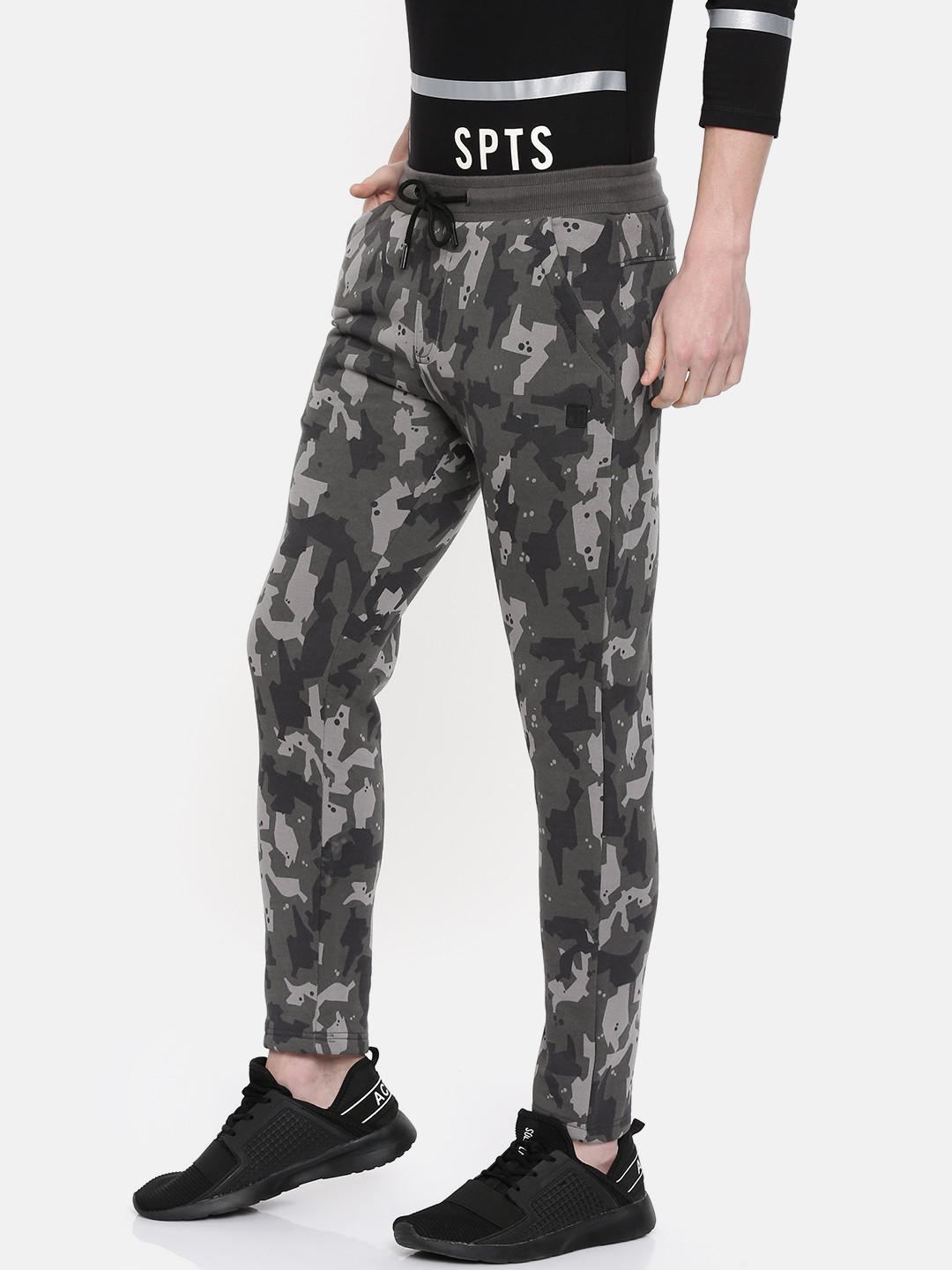 Buy Proline Active Men Grey & Olive Green Camouflage Printed Slim Fit