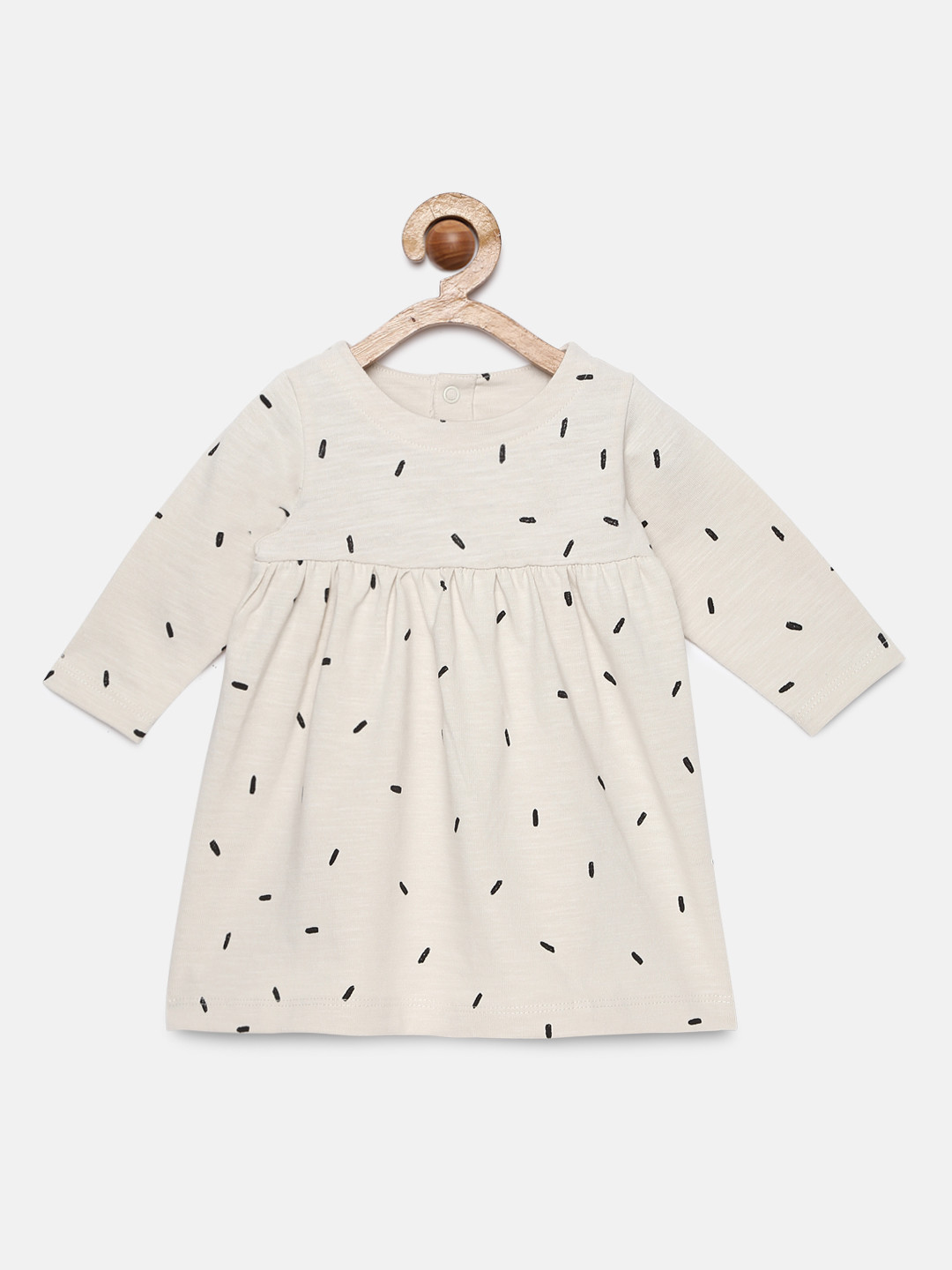 Buy Marks & Spencer Girls Printed Cream Coloured & Black Empire Dress