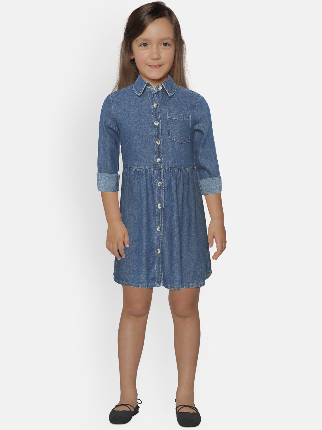 Buy Marks & Spencer Girls Navy Blue Denim Shirt Dress Dresses for