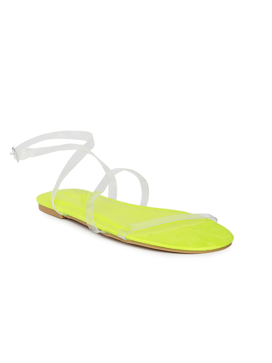 Buy FOREVER 21 Women Lime Green Solid Open Toe Flats Flats for Women