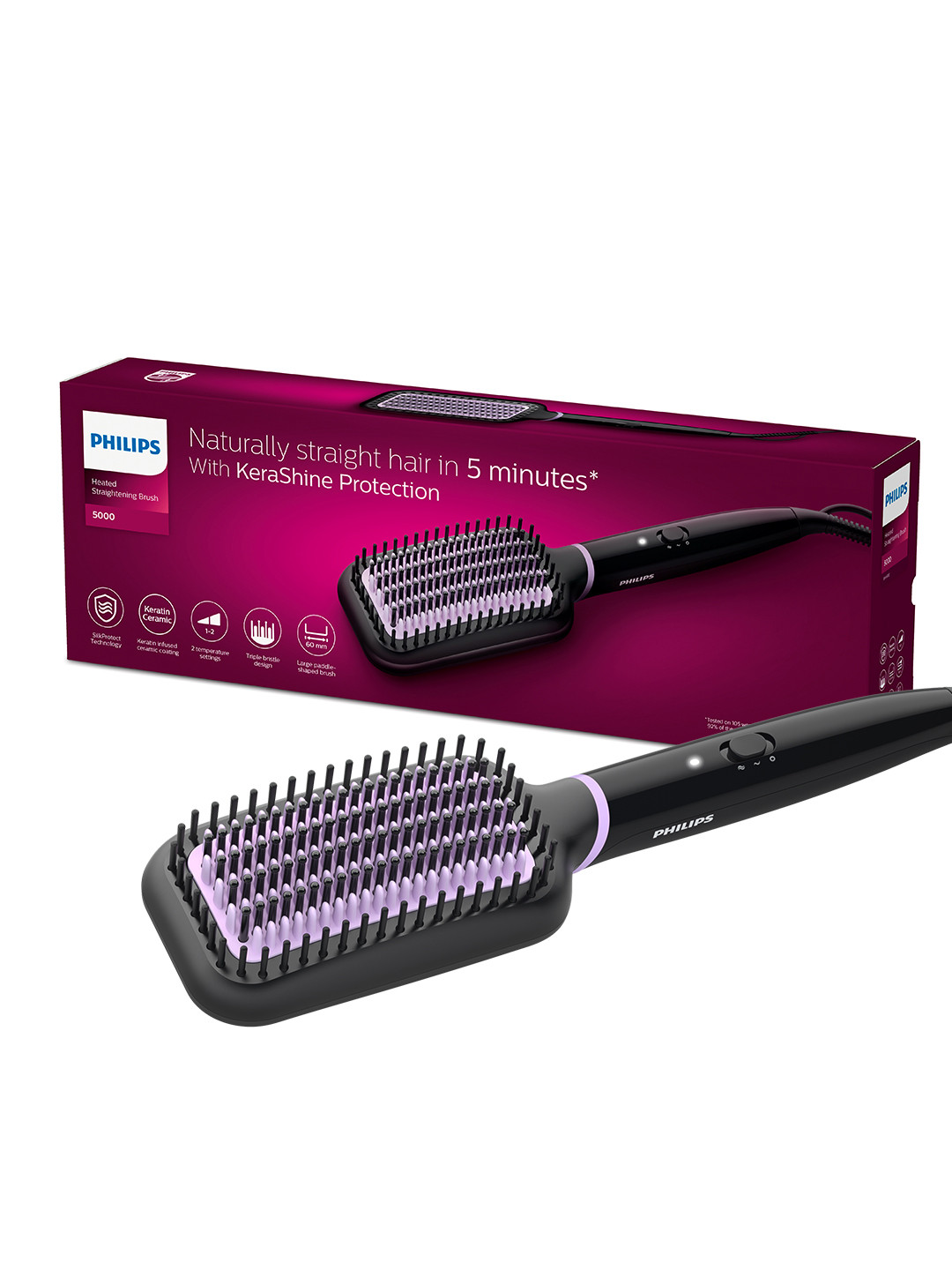 Buy Philips BHH880/10 Heated Hair Straightener Brush With ThermoProtect