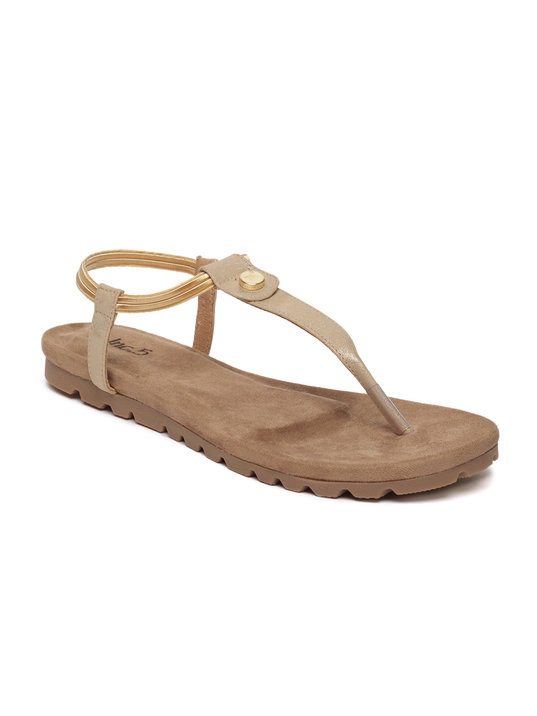 gold t strap flats
