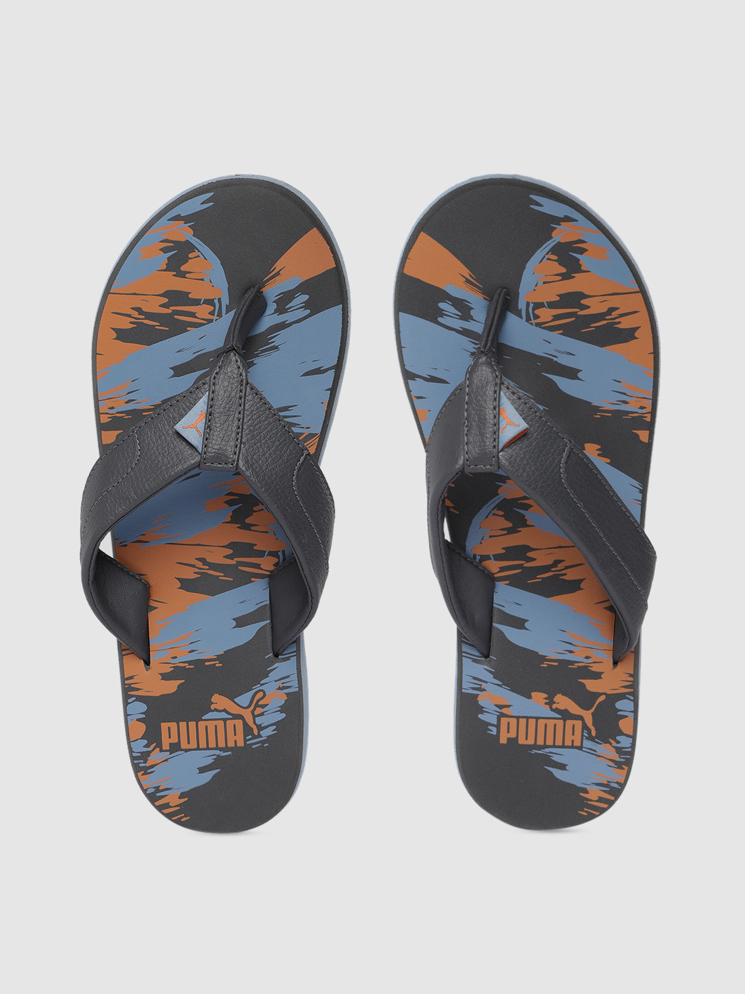 Buy Puma Men Grey & Orange Printed Thong Flip Flops Flip Flops for