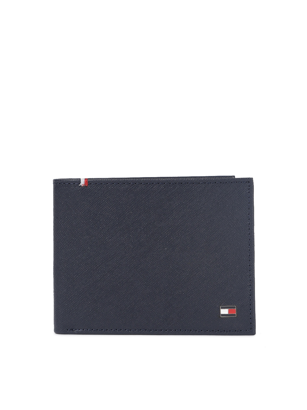 Buy Tommy Hilfiger Men Navy Blue Textured Genuine Leather Two Fold