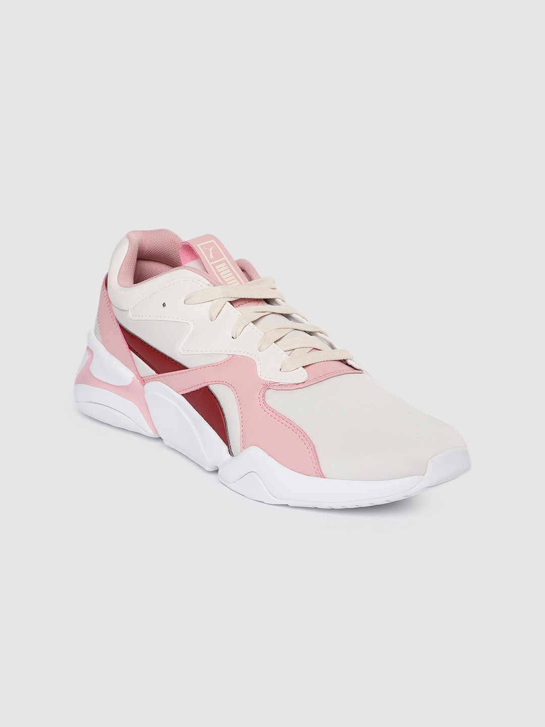 Buy Puma Women Cream Coloured & Pink Solid Nova Sneakers - Casual Shoes