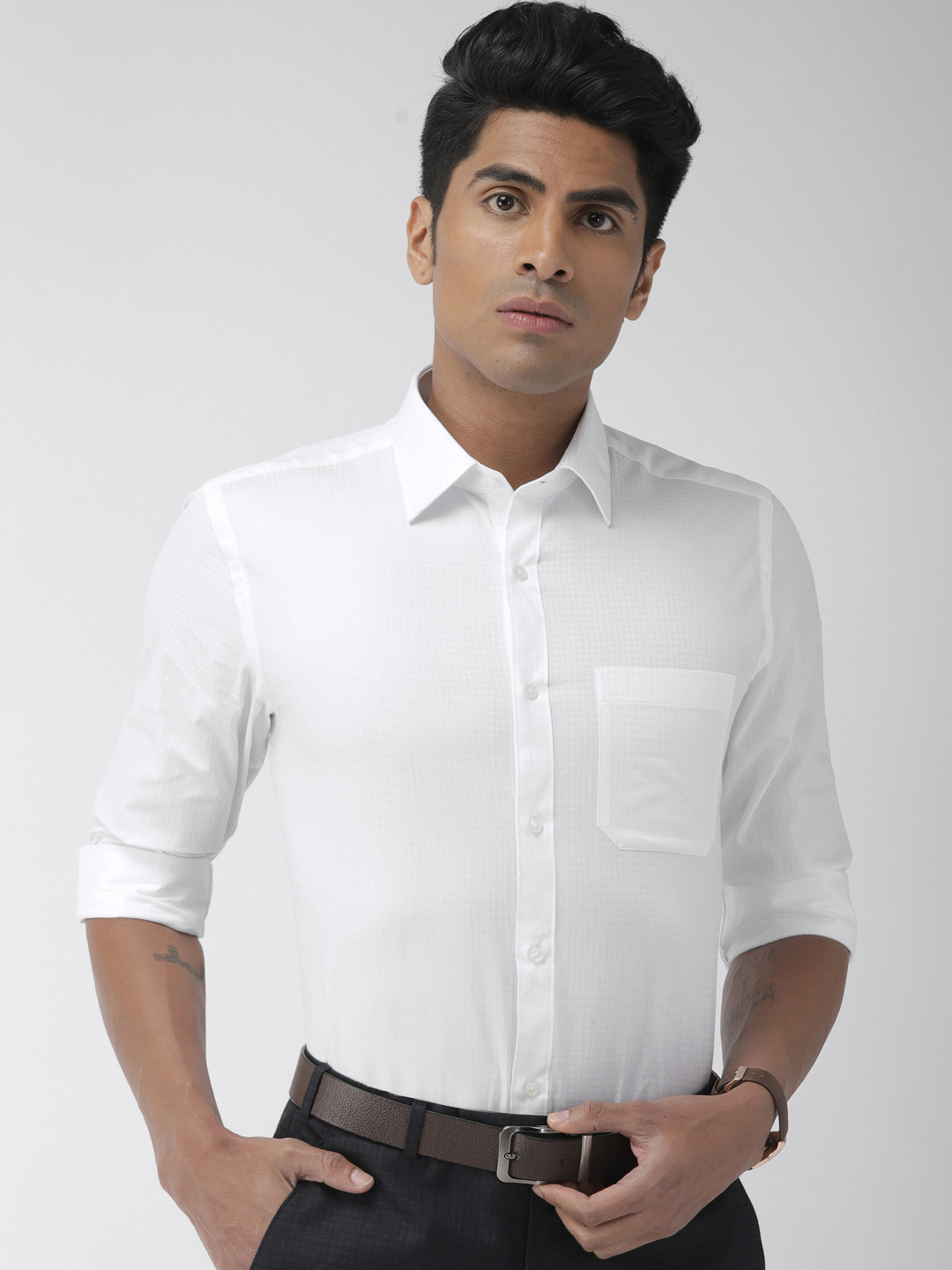 Buy Raymond Men White Contemporary Fit Self Design Formal Shirt Shirts for Men 10254469 Myntra