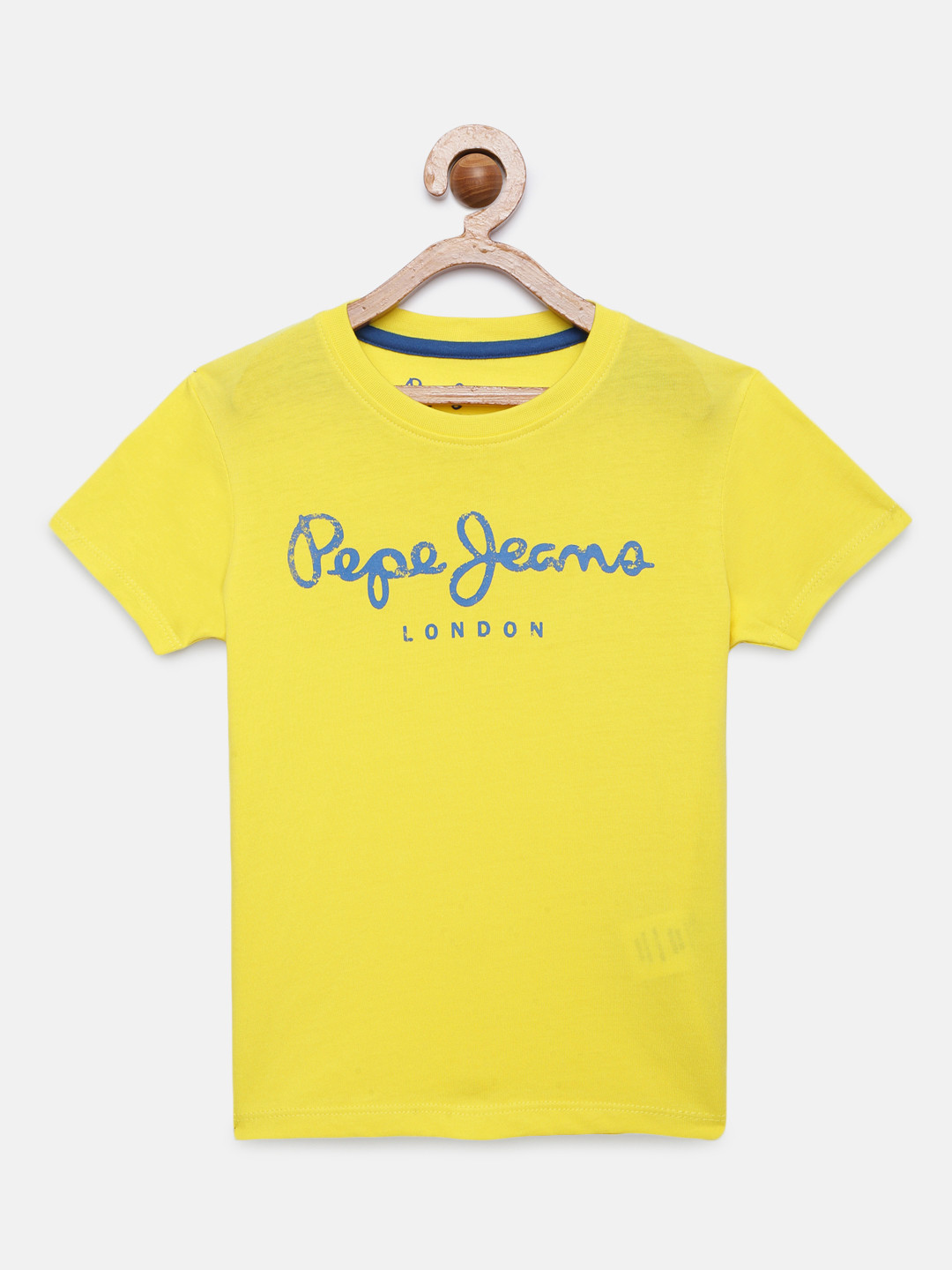 Buy Pepe Jeans Boys Yellow Printed Round Neck Pure Cotton T Shirt