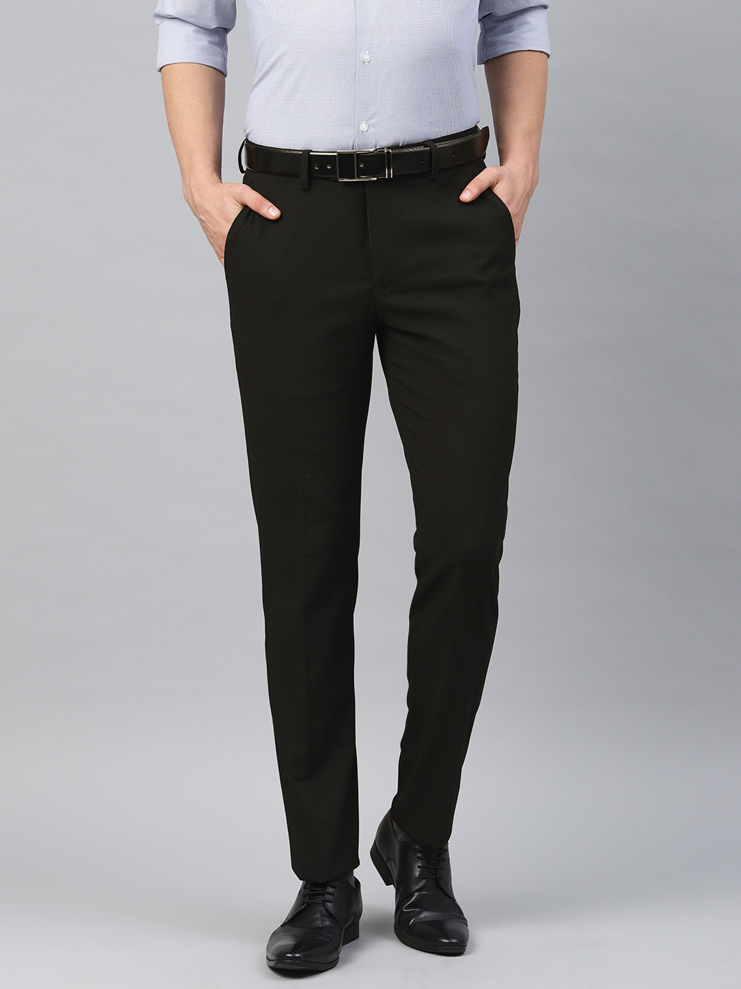 Buy Peter England Men Black Slim Fit Solid Formal Trousers Trousers