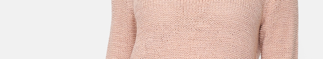 Buy ONLY Women Peach Coloured Solid Sweater - Sweaters for Women ...