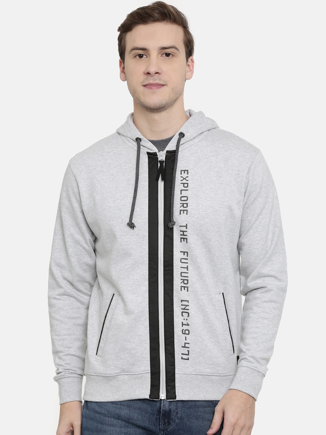 Download Buy Wrangler Men Grey Melange Solid Hooded Sweatshirt ...