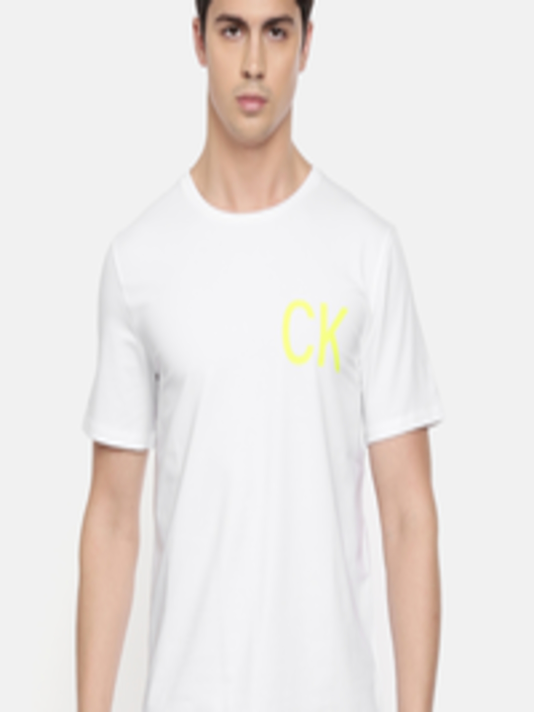Buy Calvin Klein Jeans Men White Printed Round Neck T Shirt - Tshirts ...