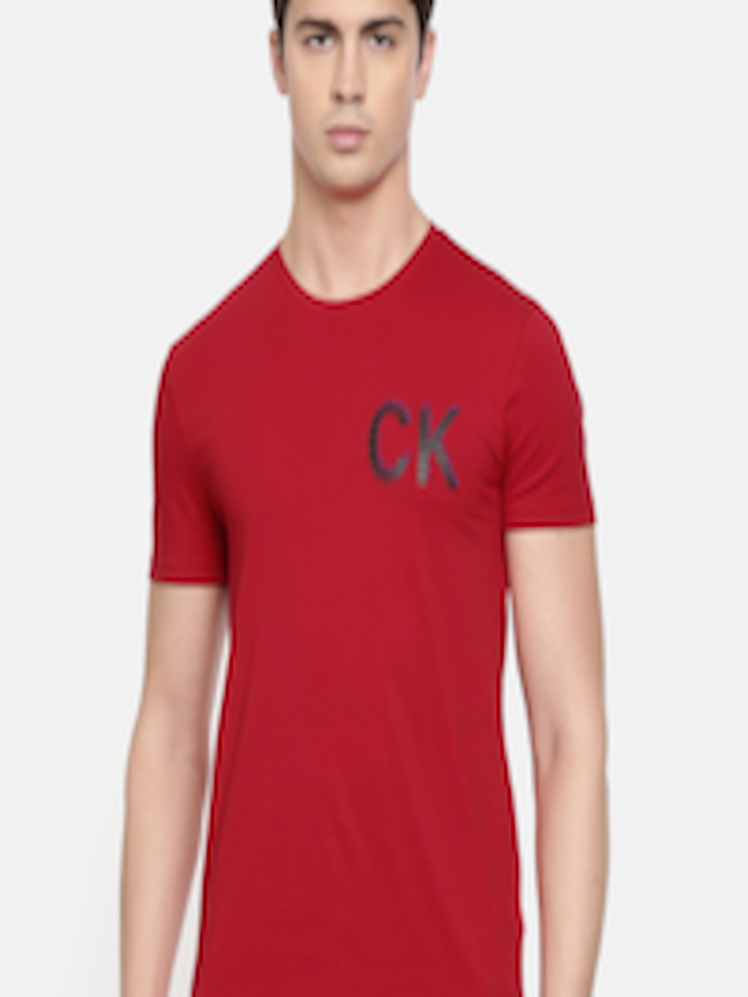 Buy Calvin Klein Jeans Men Red Printed Round Neck T Shirt - Tshirts for ...