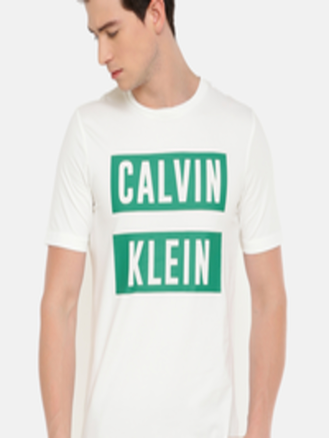 Buy Calvin Klein Jeans Men White Printed Round Neck T Shirt - Tshirts ...