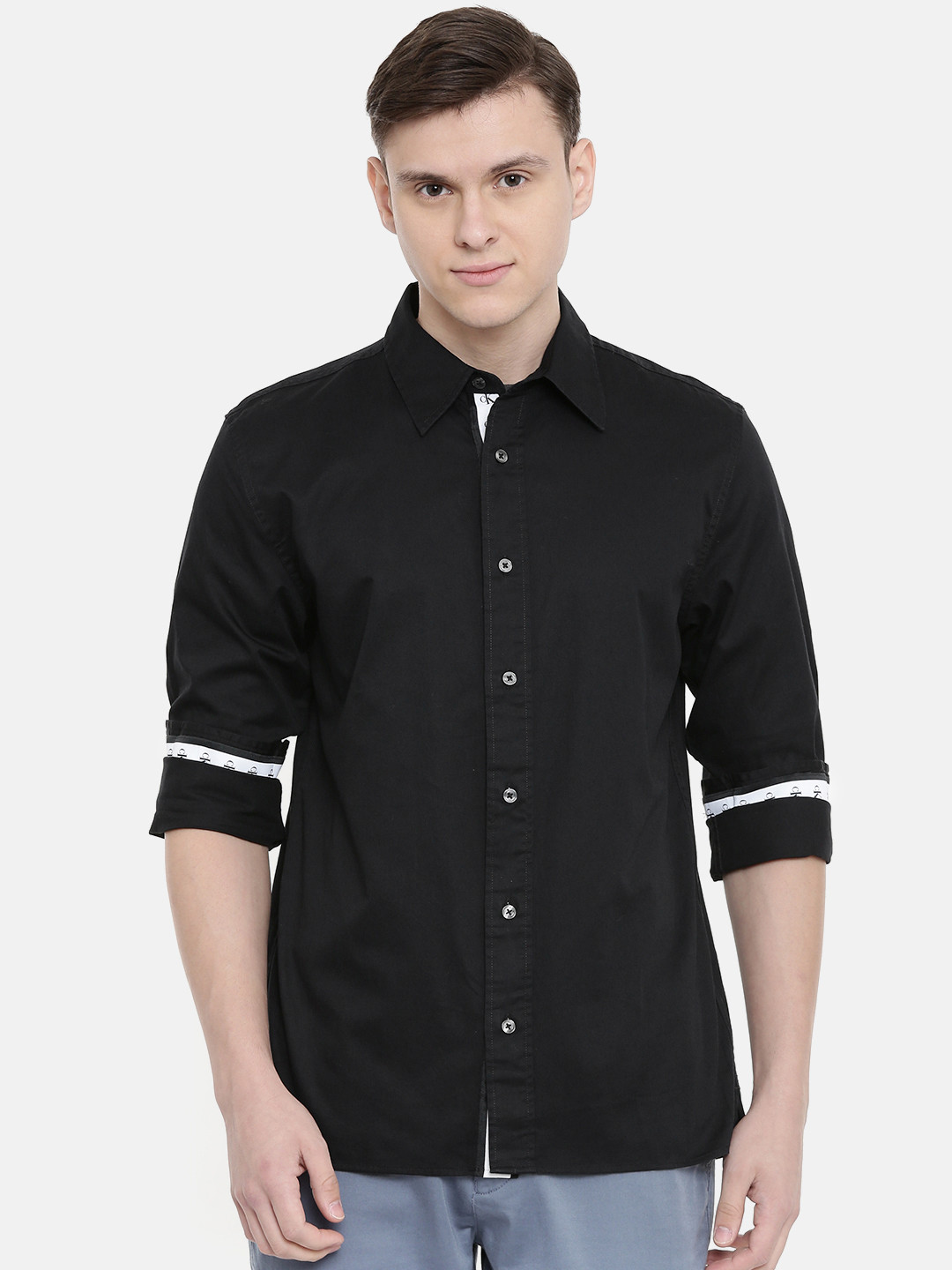 Buy Calvin Klein Jeans Men Black Regular Fit Solid Casual Shirt