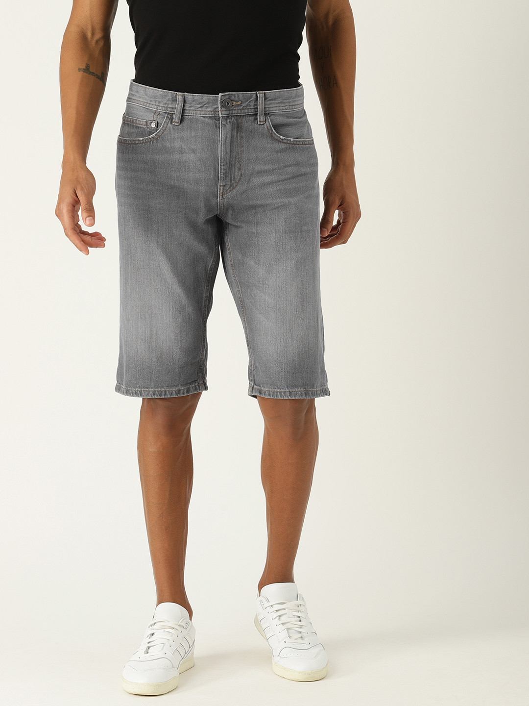 Buy ESPRIT Men Grey Solid Straight Fit Denim Shorts Shorts for Men