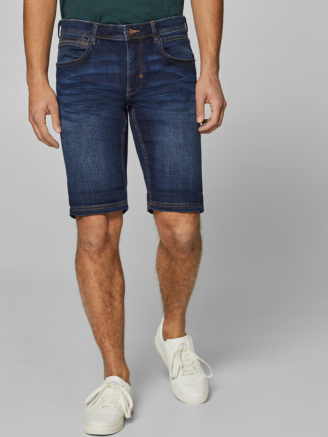Buy ESPRIT Men Navy Blue Washed Slim Fit Denim Shorts Shorts for Men