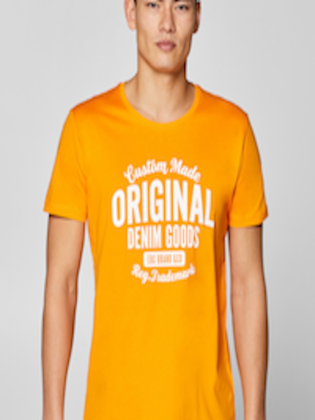 Buy ESPRIT Men Orange & White Printed Round Neck T Shirt - Tshirts for ...