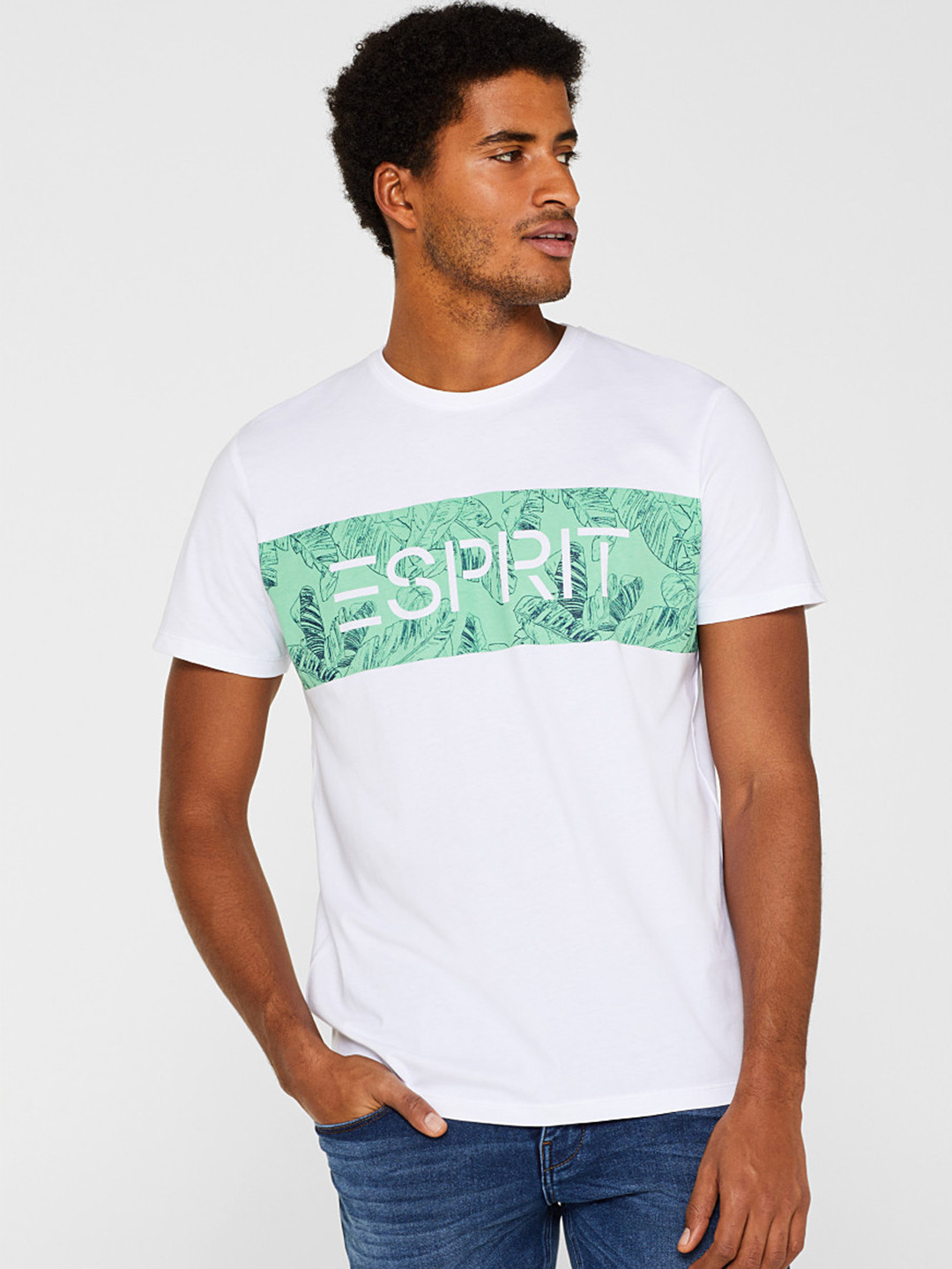 Buy ESPRIT Men White & Green Printed Round Neck T Shirt Tshirts for Men 10270681 Myntra