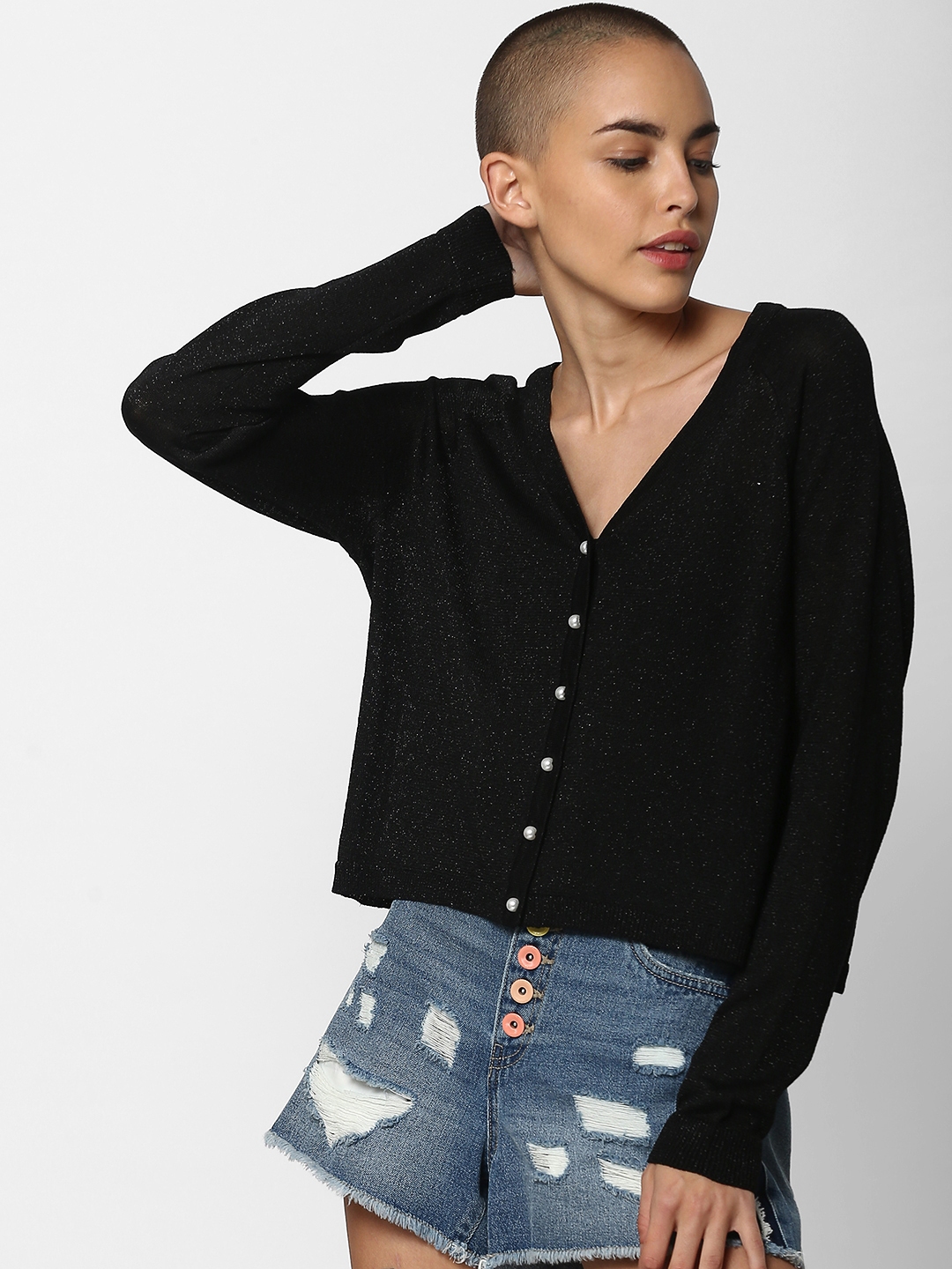 black lightweight cardigan sweater