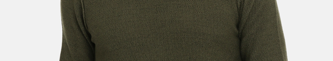 Buy Wrangler Men Olive Green Self Design Sweater - Sweaters for Men ...