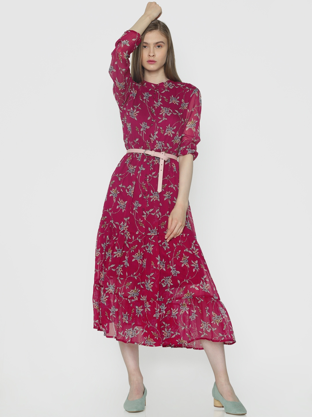 Buy Vero Moda Women Red Printed A Line Dress - Dresses for Women ...