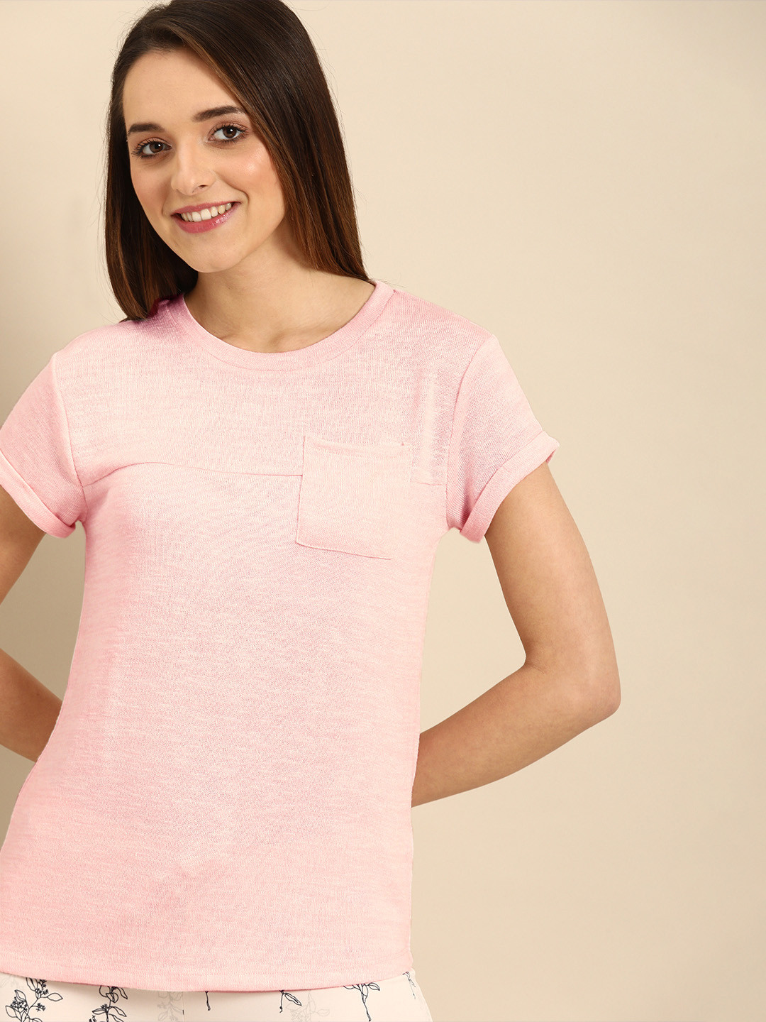 Buy DressBerry Women Pink Solid Lounge T Shirt - Lounge Tshirts for Women 10278209 | Myntra