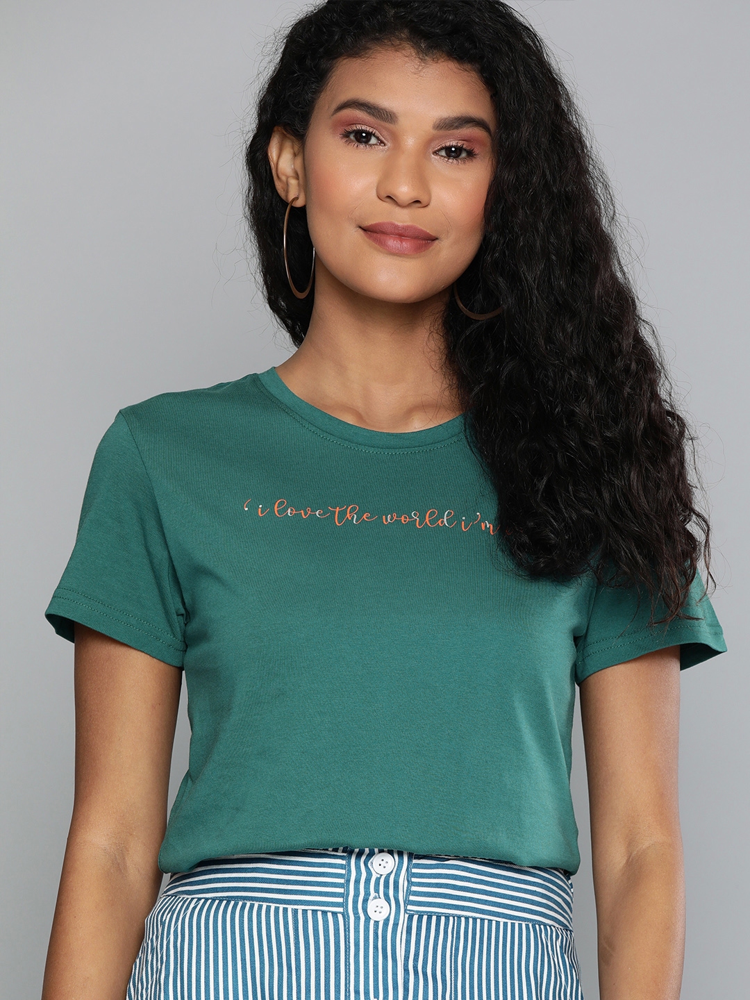 Buy Lee Women Green Solid Round Neck T Shirt - Tshirts for Women ...