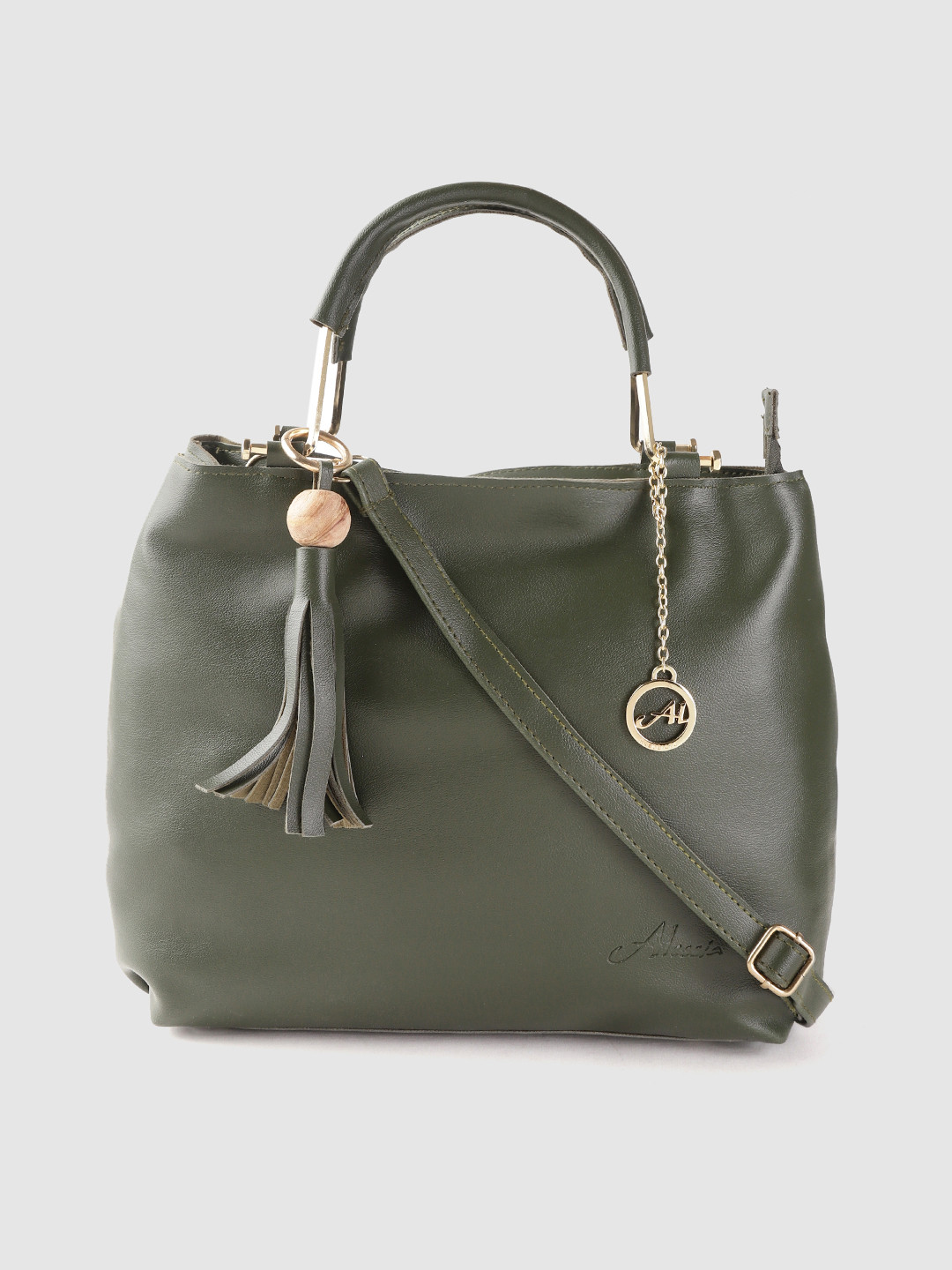Buy Alessia74 Olive Green Solid Handheld Bag Handbags for Women