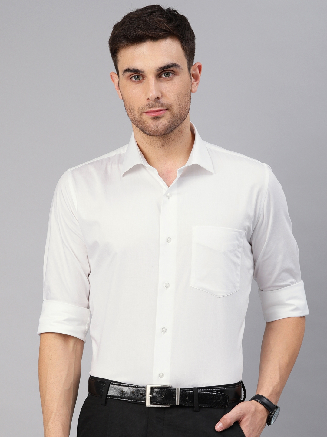 Buy Van Heusen Men White Slim Fit Solid Formal Shirt - Shirts for Men ...
