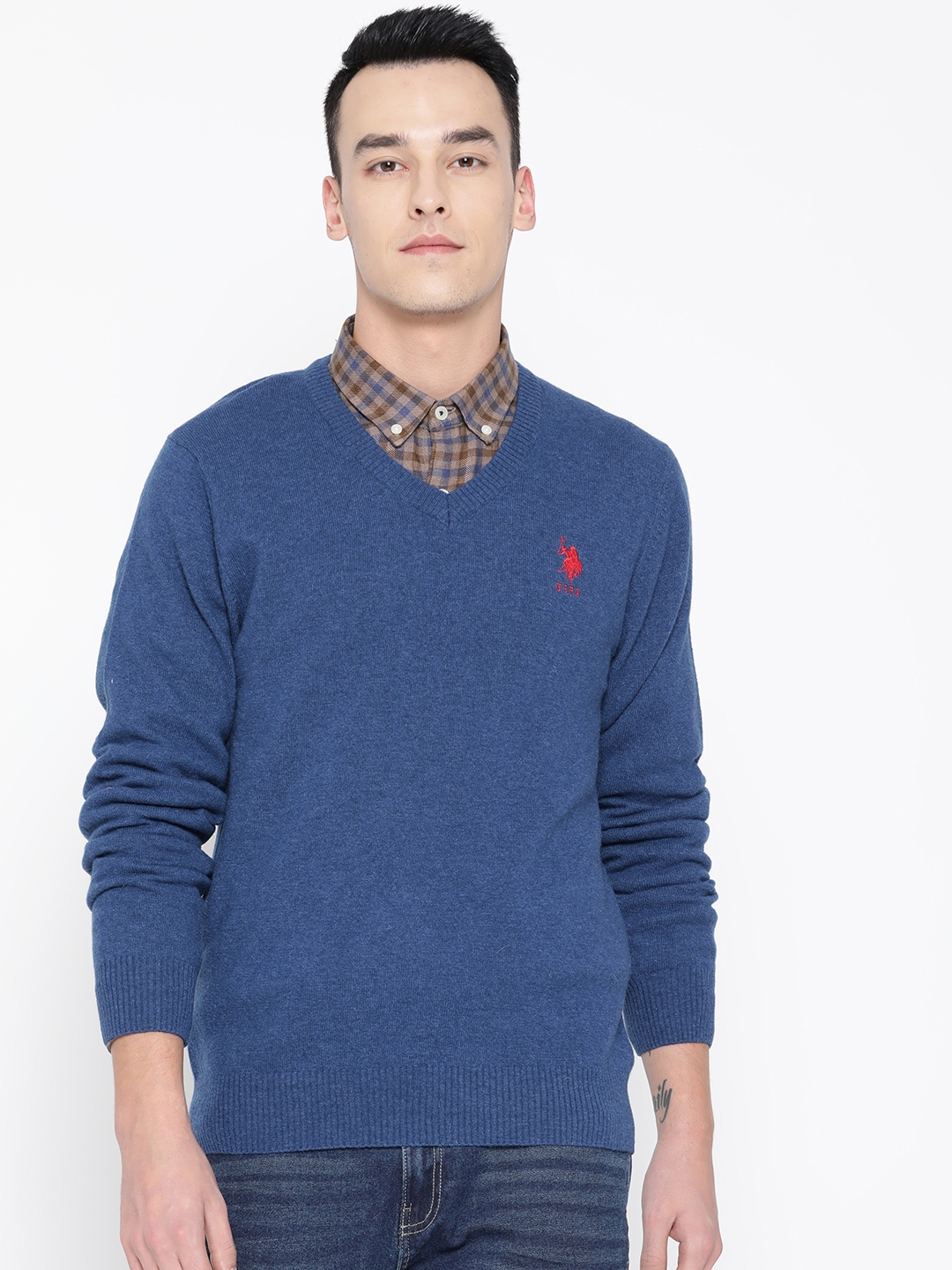 Buy U.S. Polo Assn. Men Navy Blue Solid Sweater - Sweaters for Men ...