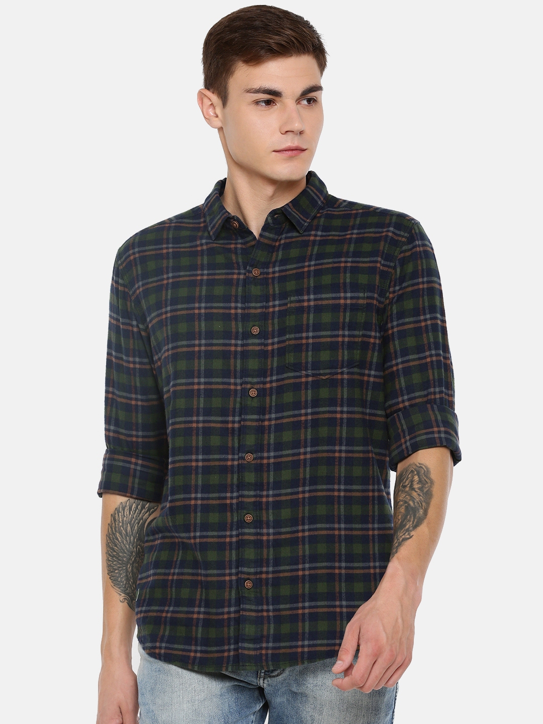 wrangler olive green shirt