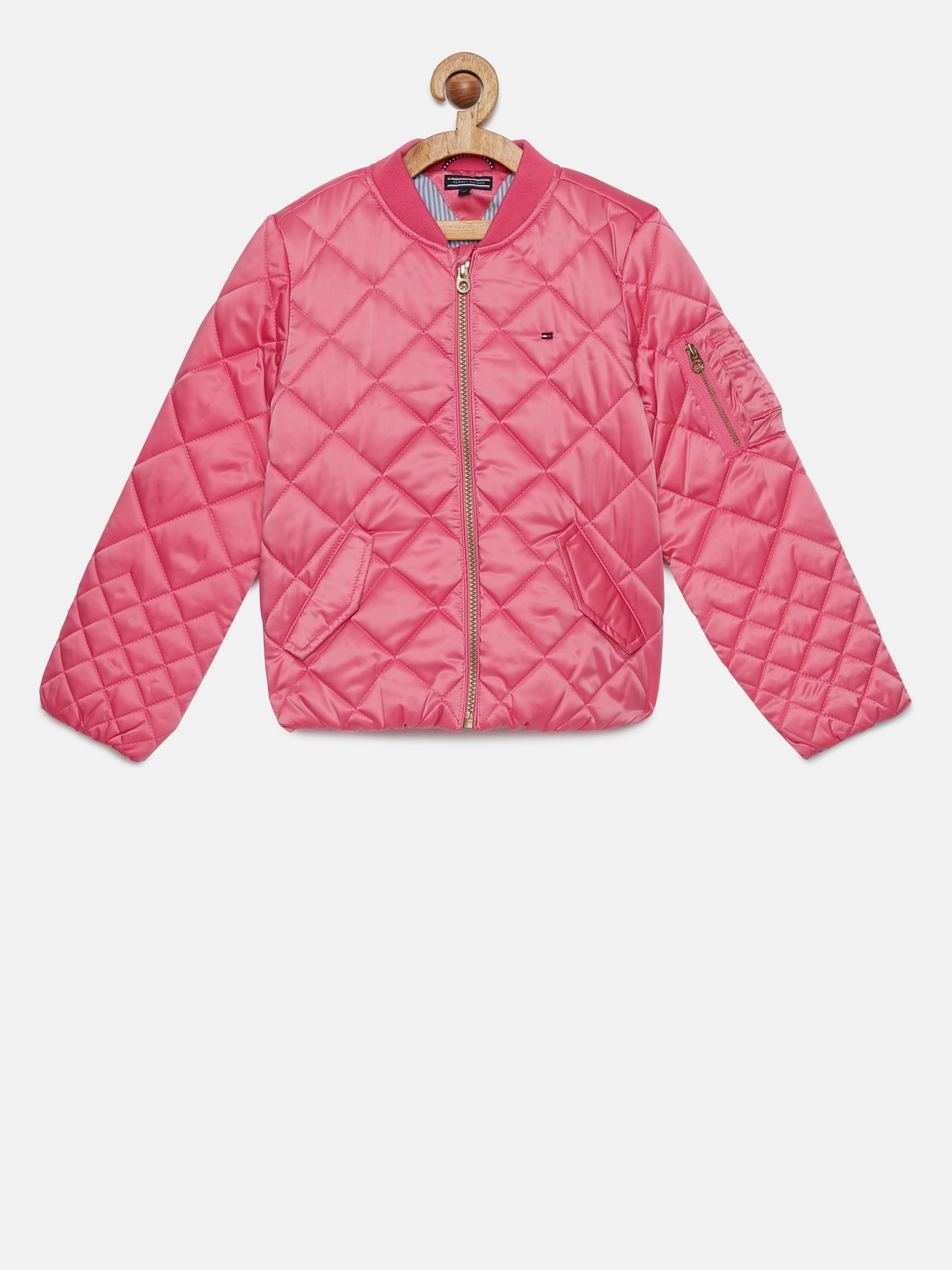 Buy Tommy Hilfiger Girls Pink Solid Quilted Jacket - Jackets for Girls ...