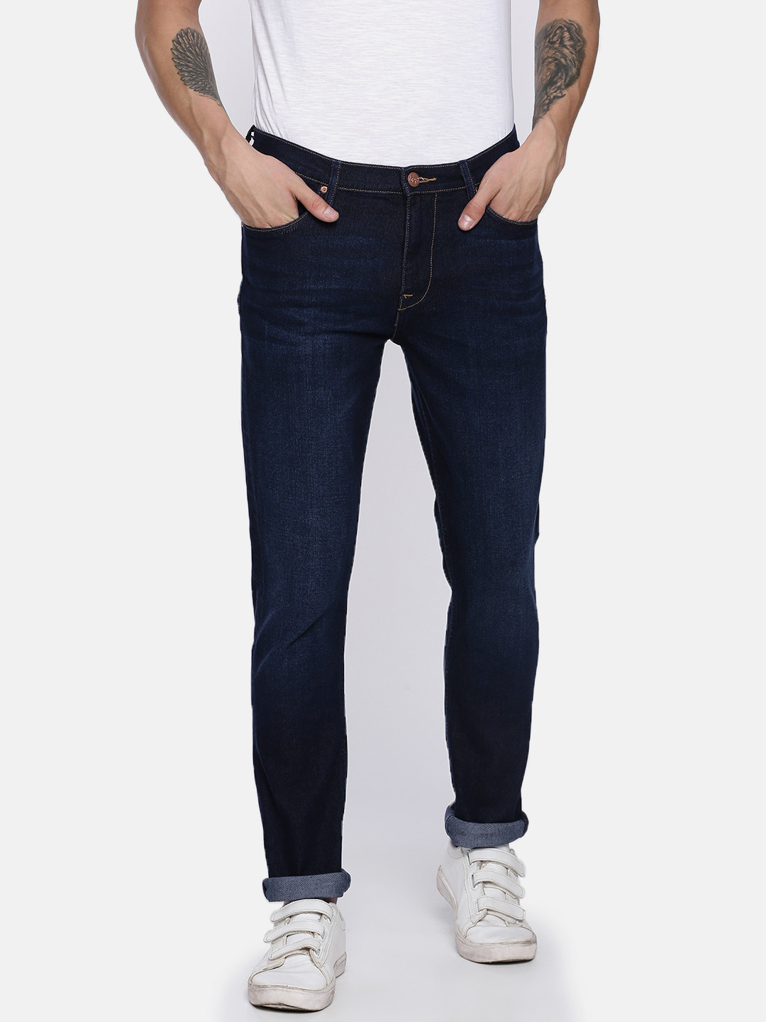 lee skinny men's blue jeans