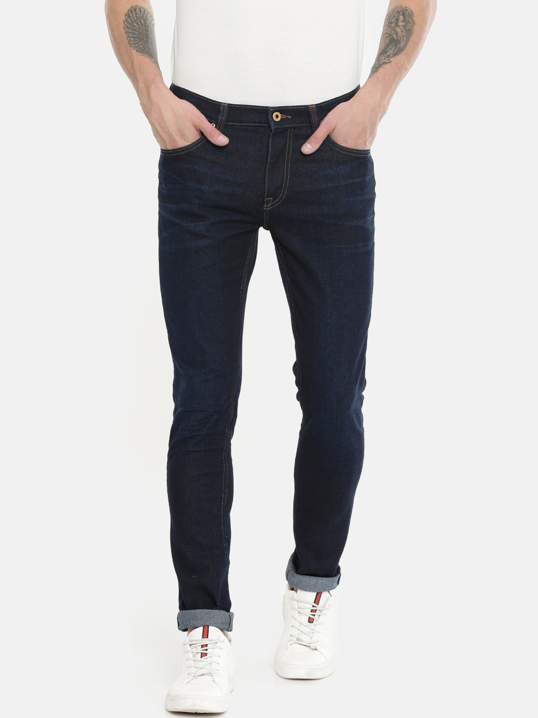 lee skinny men's blue jeans