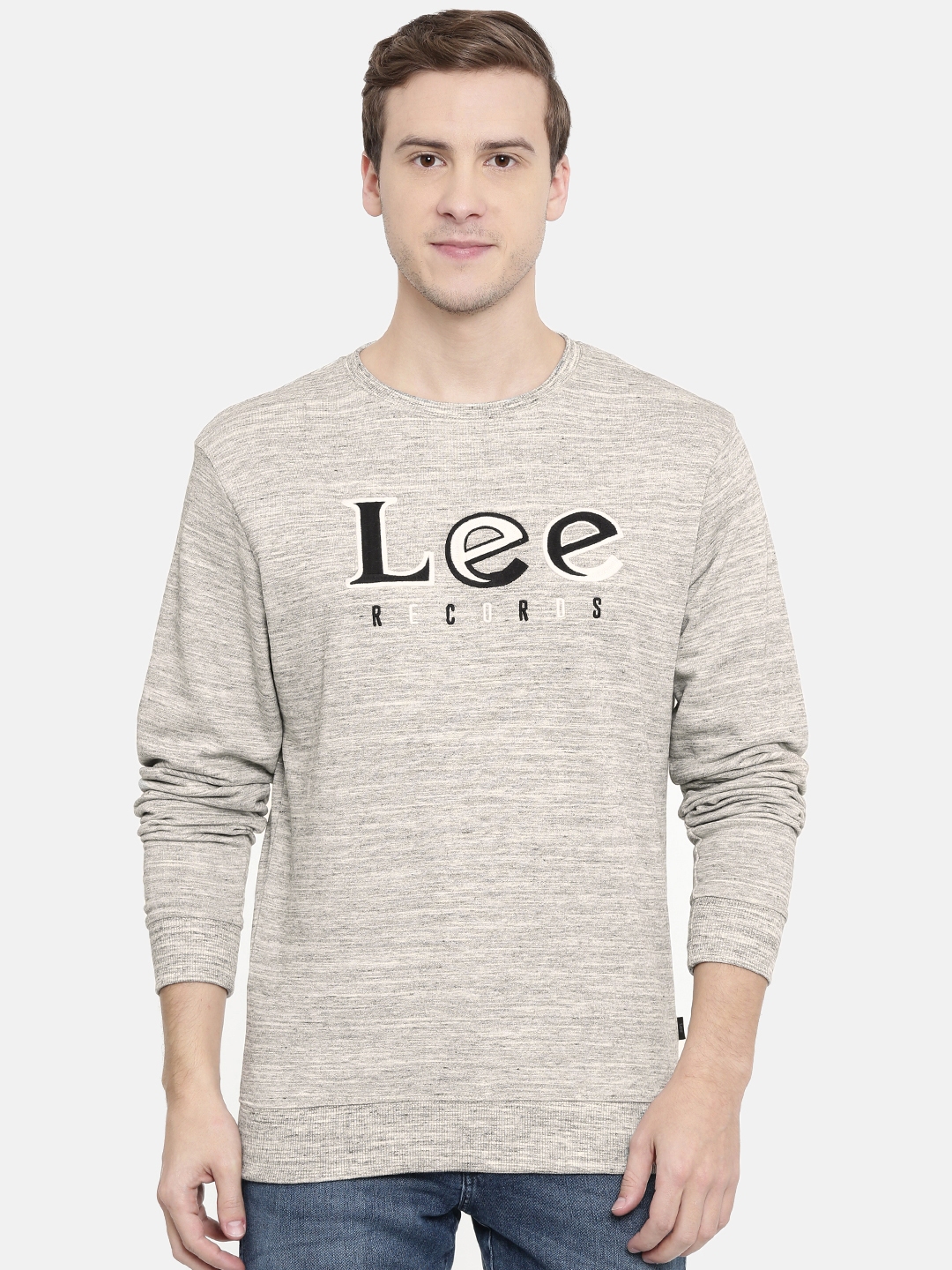 Download Buy Lee Men Grey Melange Embroidered Sweatshirt ...