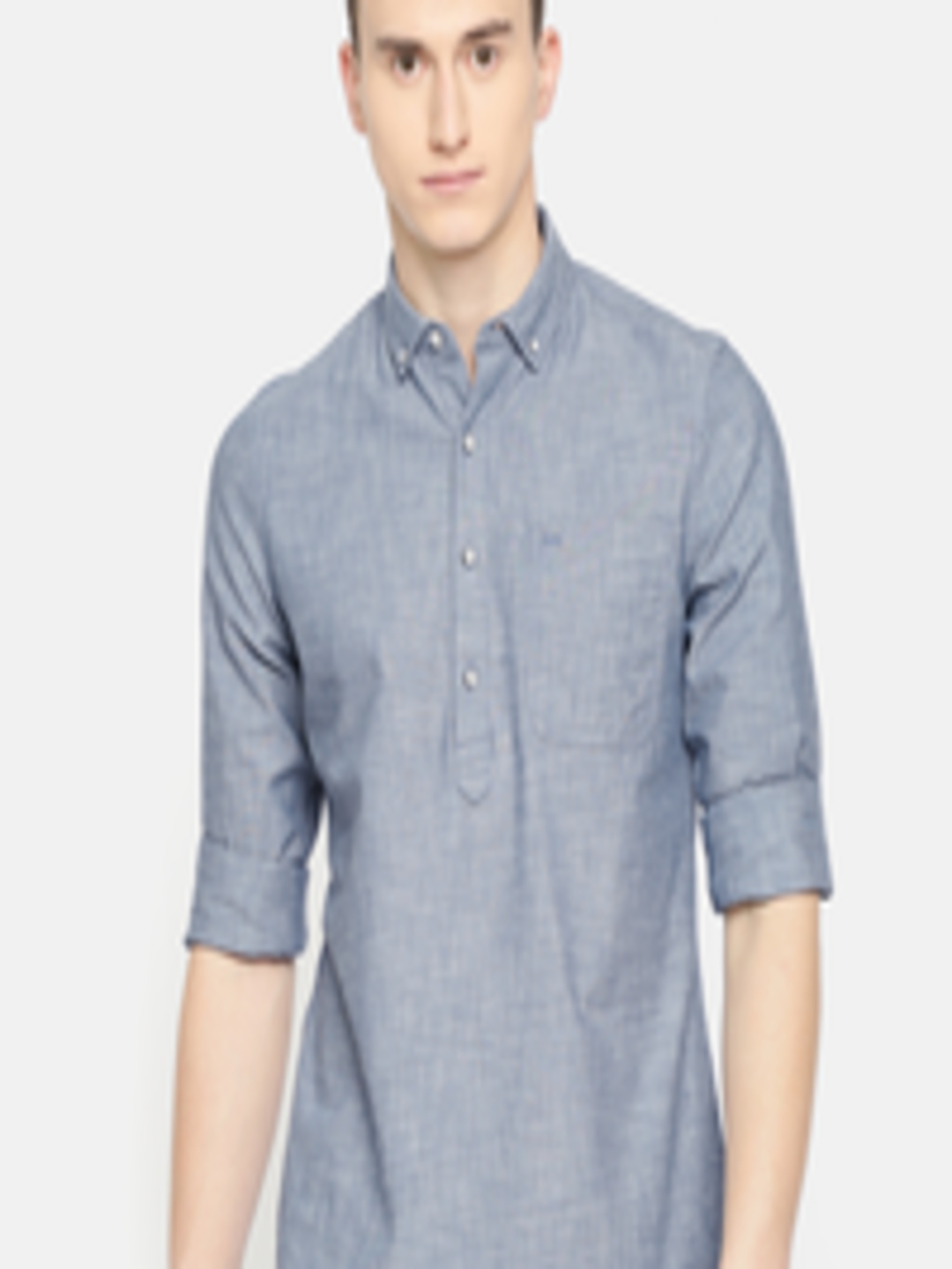 Buy Lee Men Blue & White Slim Fit Solid Casual Shirt - Shirts for Men ...