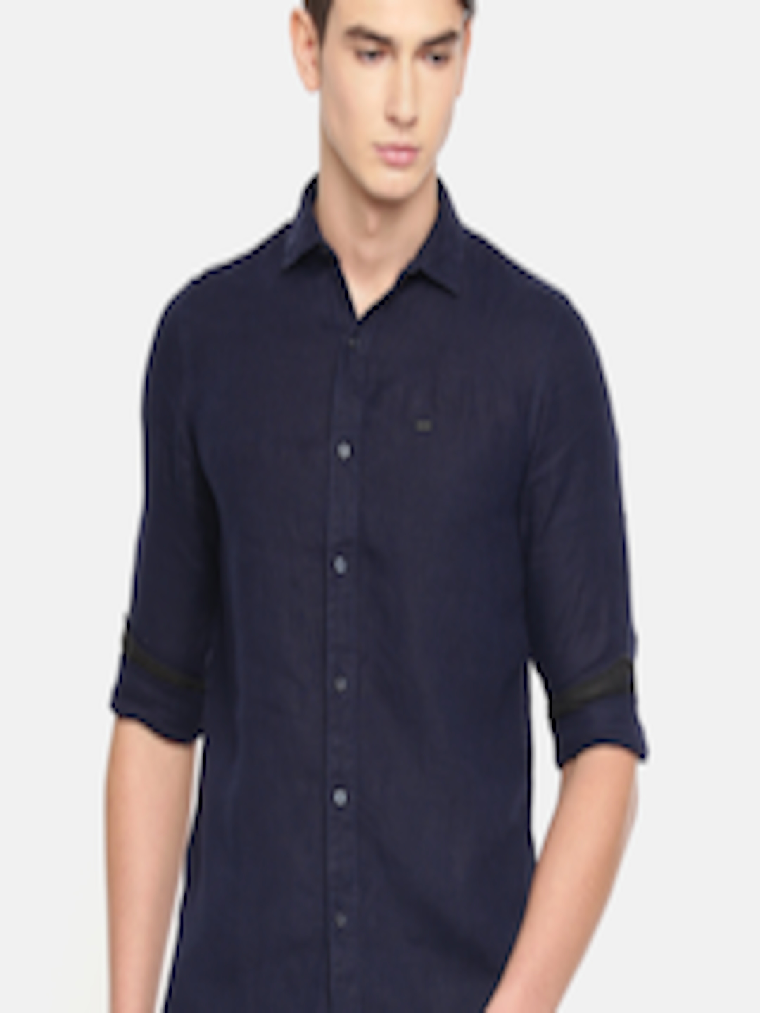 Buy Lee Men Navy Blue Super Slim Fit Solid Linen Casual Shirt - Shirts ...