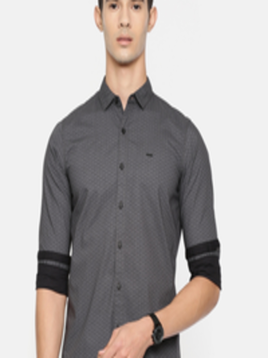 Buy Lee Men Grey Super Slim Fit Printed Casual Shirt - Shirts for Men ...