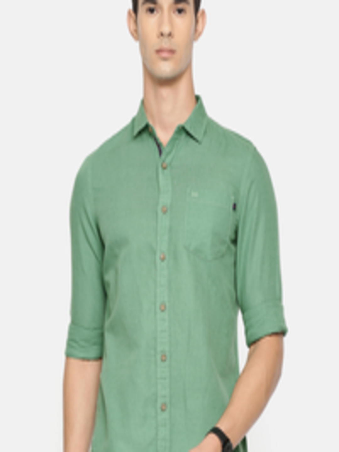 Buy Lee Men Green Slim Fit Solid Casual Shirt - Shirts for Men 10293123 ...