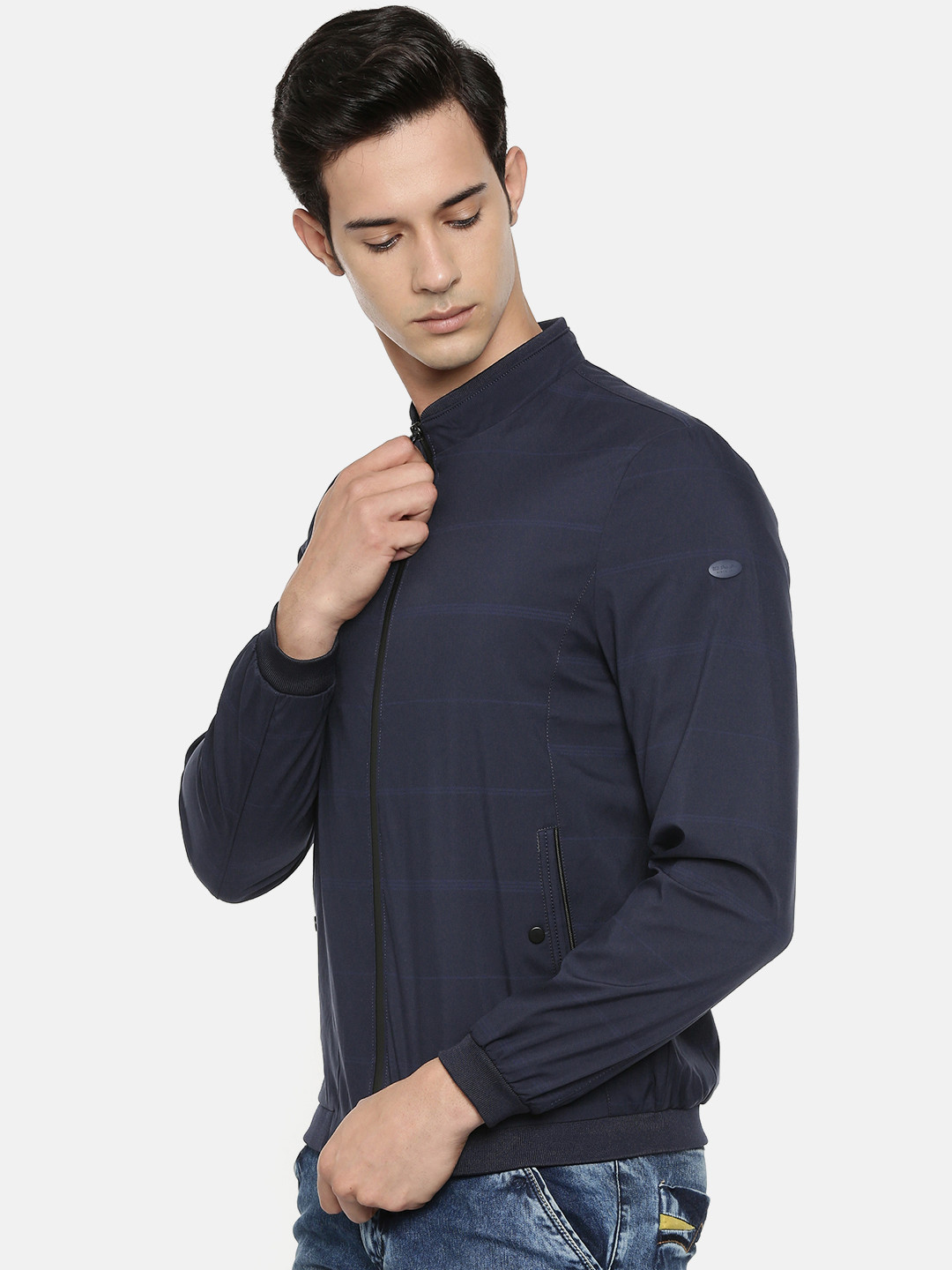 Buy U.S. Polo Assn. Men Navy Blue Striped Bomber Jacket Jackets for