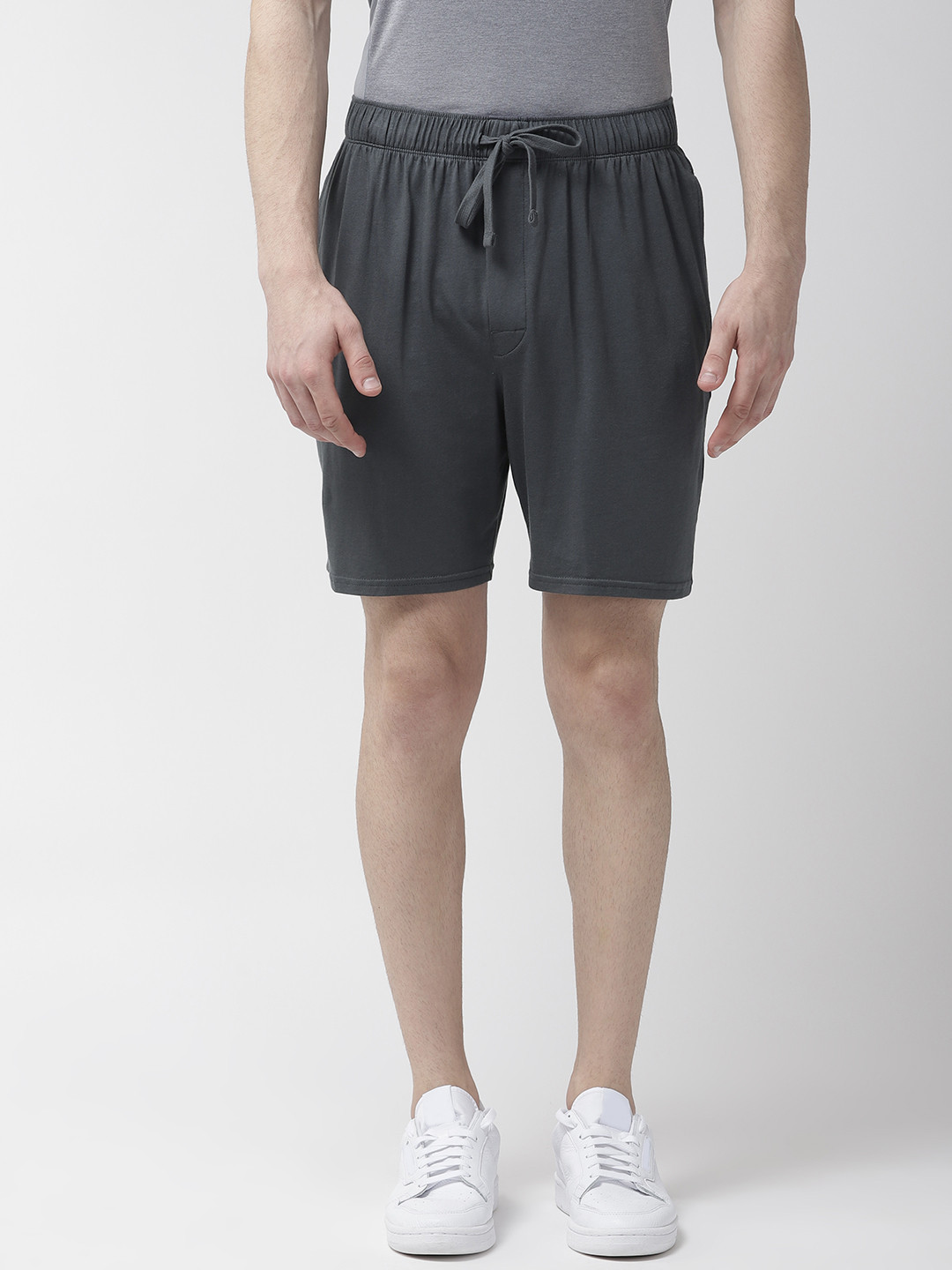 Buy Marks & Spencer Men Charcoal Grey Solid Regular Fit Shorts Shorts