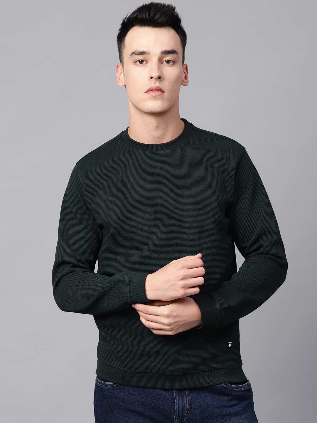 Buy Van Heusen Sport Men Green Solid Sweatshirt - Sweatshirts for Men 10293753 | Myntra