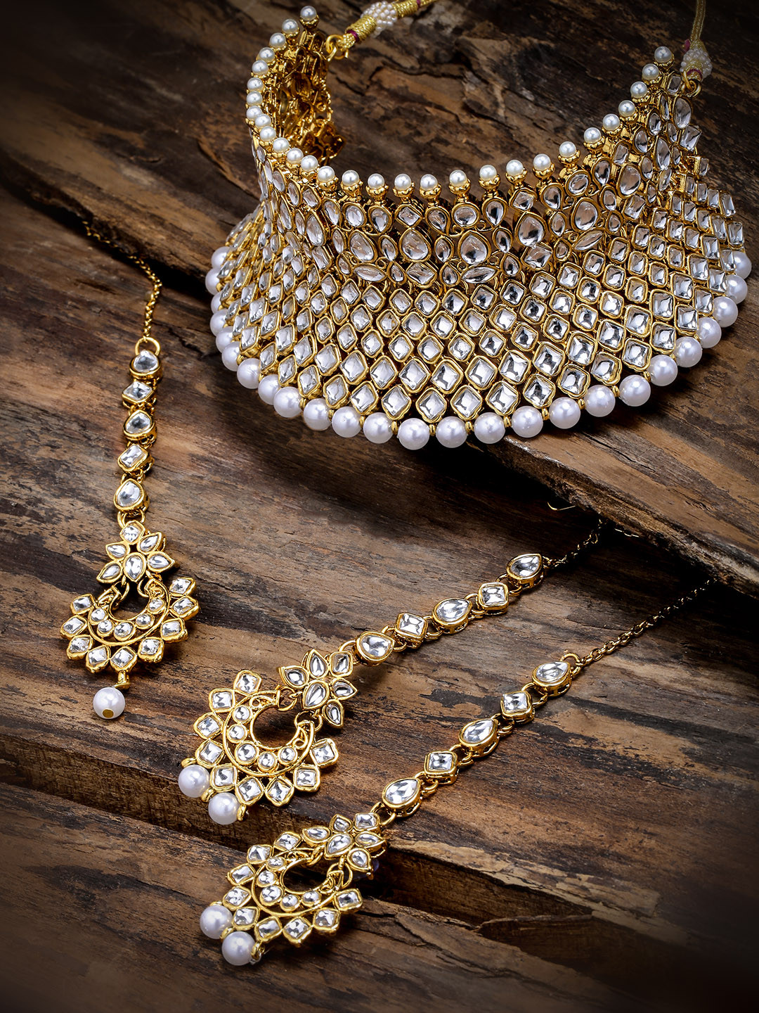 Buy Zaveri Pearls Gold Toned Kundan Bridal Choker Jewellery Set