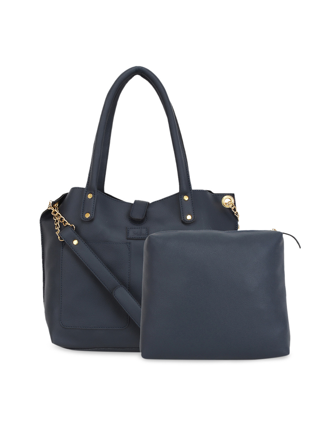 Buy Yelloe Navy Blue Solid Shoulder Bag Handbags for Women 10296609