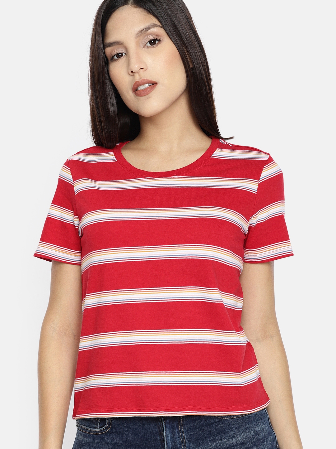 urban outfitters red and white striped shirt