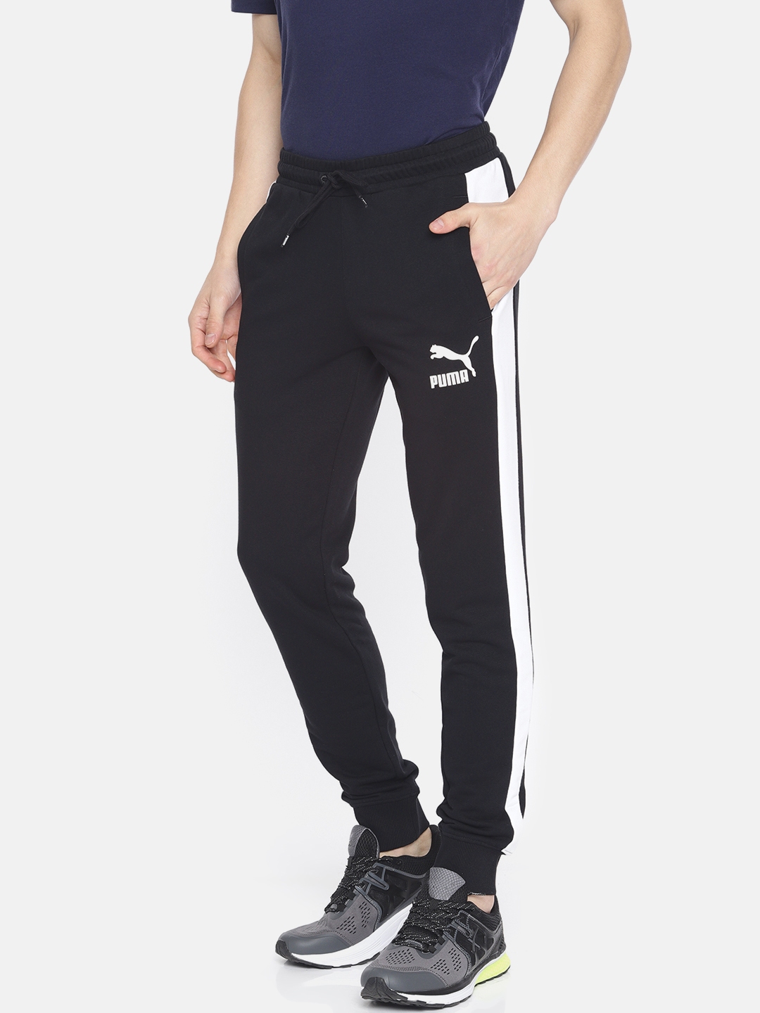 puma t7 joggers in black