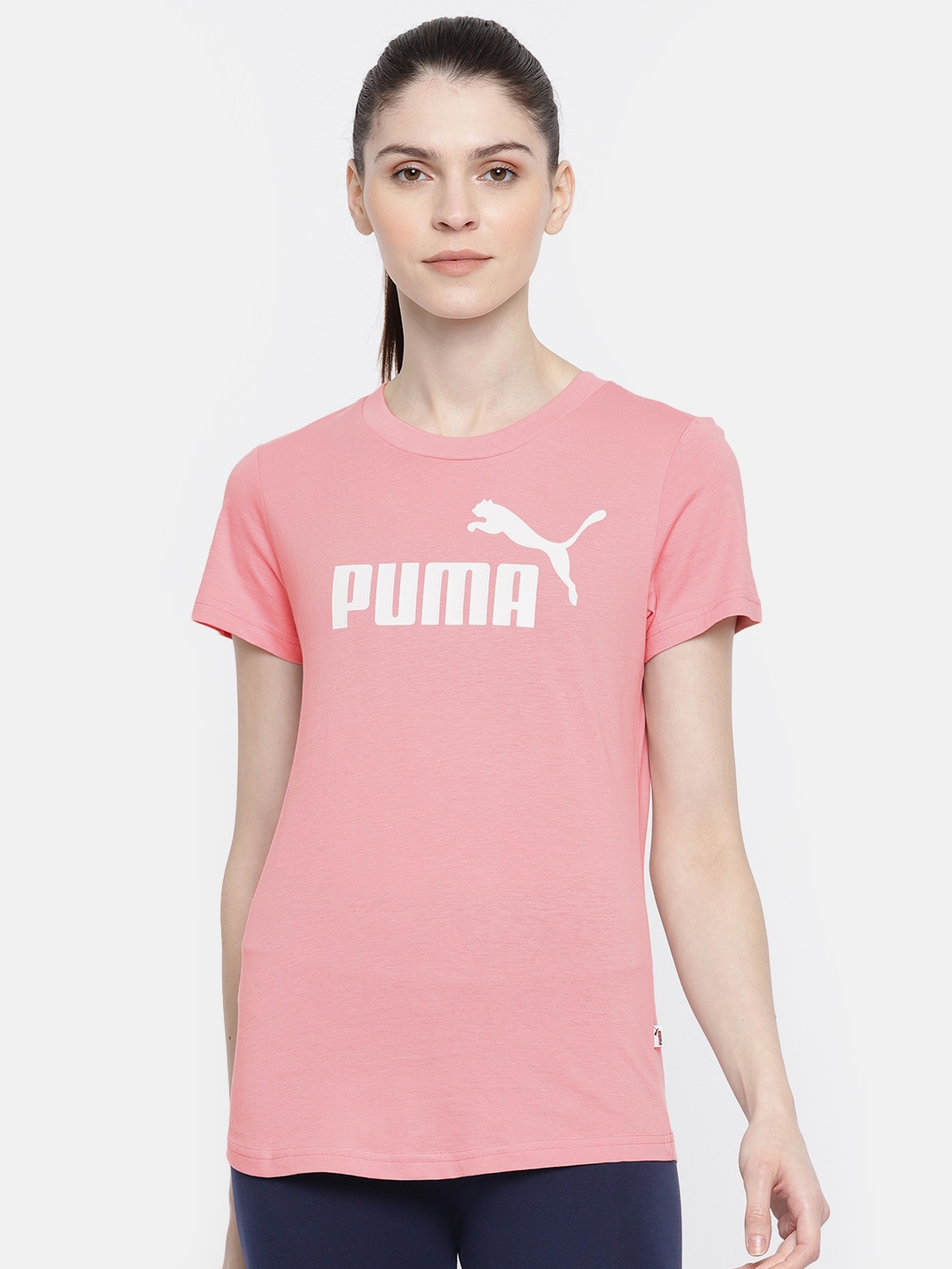Buy Puma Women Pink Printed Amplified Round Neck Pure Cotton T Shirt ...