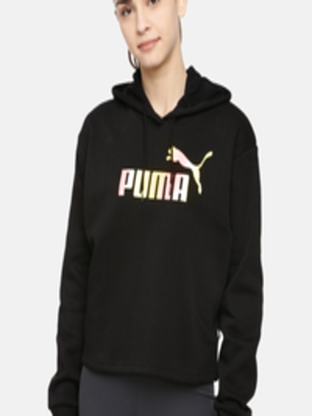 Buy Puma Women Black Printed Relaxed Fit Hooded Sweatshirt ...